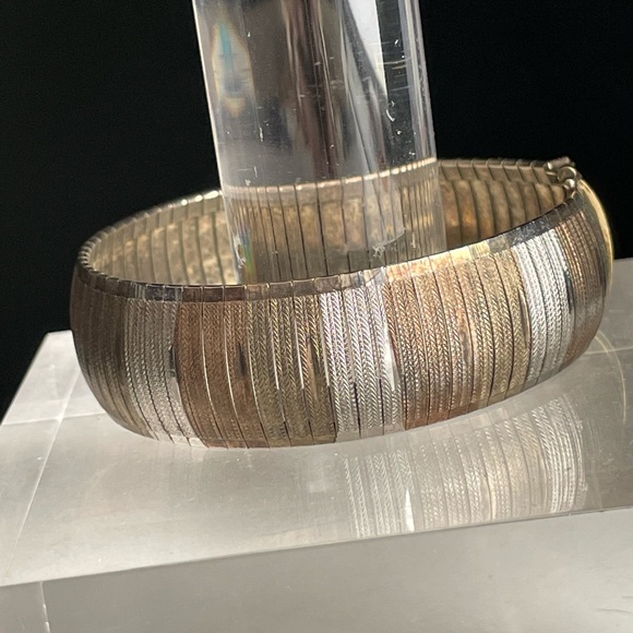 Vintage Sterling silver & gold Milor Italy bracelet cuff - Picture 6 of 16